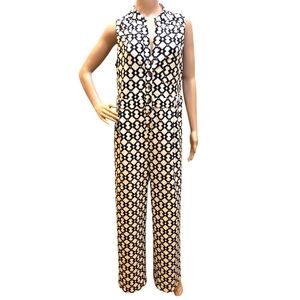 X Taren Plus Pantsuit Black and White Geometric Wide Leg Sleeveless Size…